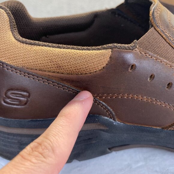 Skechers Shoes Relaxed Fit Seveno Mens Sz 11.5 Brown Leather Slip On‎ 66146 - Picture 11 of 16
